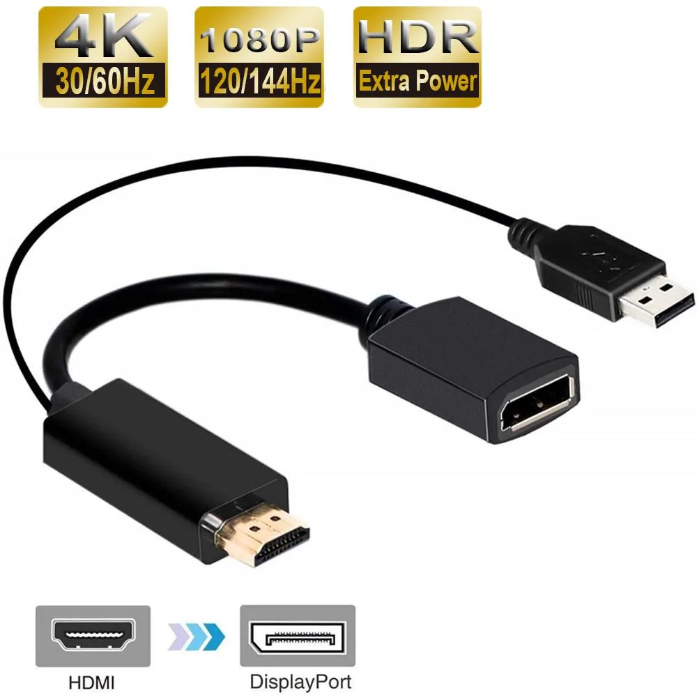 LUOM LUOM HDMI 2.0 to DP 1.4 4K@60Hz Active Adapter Black — product photo