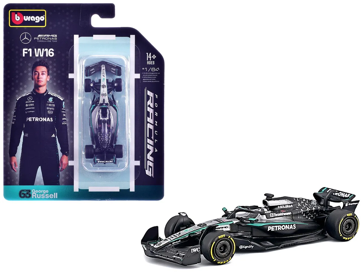 BBURAGO BBURAGO Mercedes AMG F1 W16 E Performance #63 1/64 (2025) hobby collectible — product photo