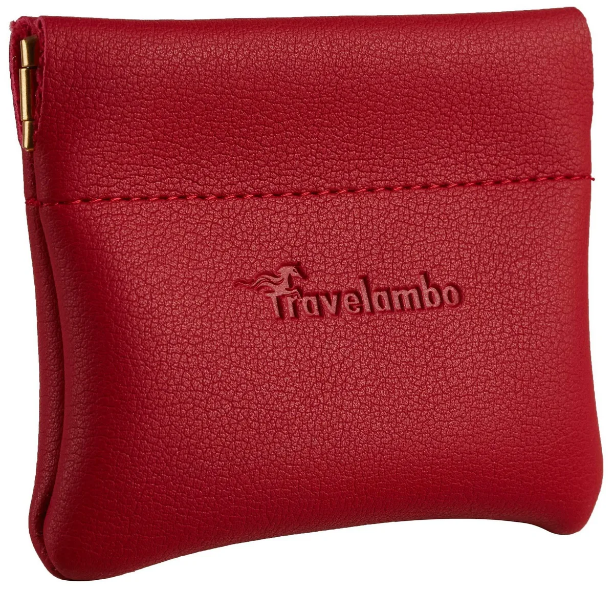  Travelambo Leather Squeeze Coin Purse Red 3.5 x 3.25 — product photo
