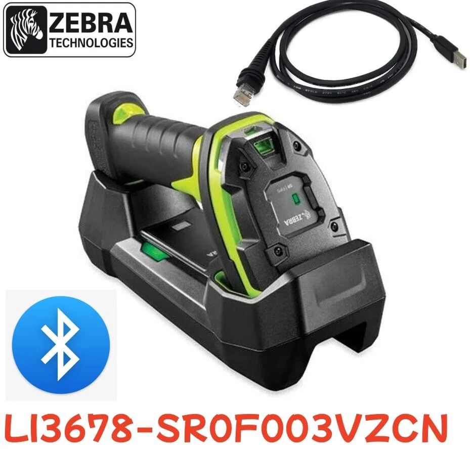 K&amp;K K&amp;K LI3678-SR0F003VZCN Ultra-Rugged Cordless 1D Bluetooth Barcode Scanner with USB Cable and Cradle — product photo