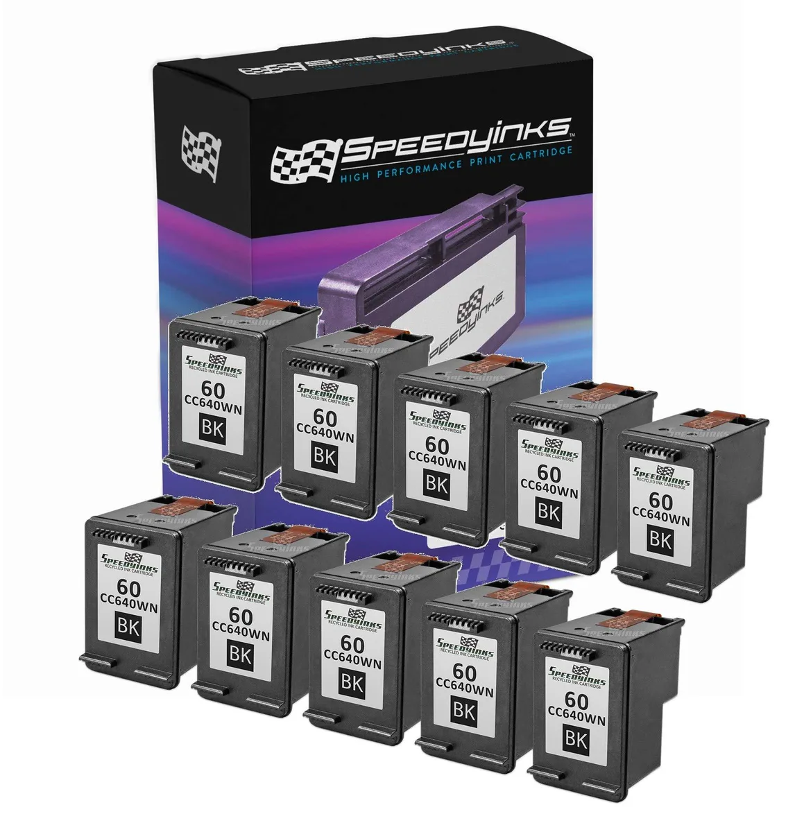 SpeedyInks SpeedyInks HP 60 CC640WN Black Ink Cartridges 10-Pack — product photo