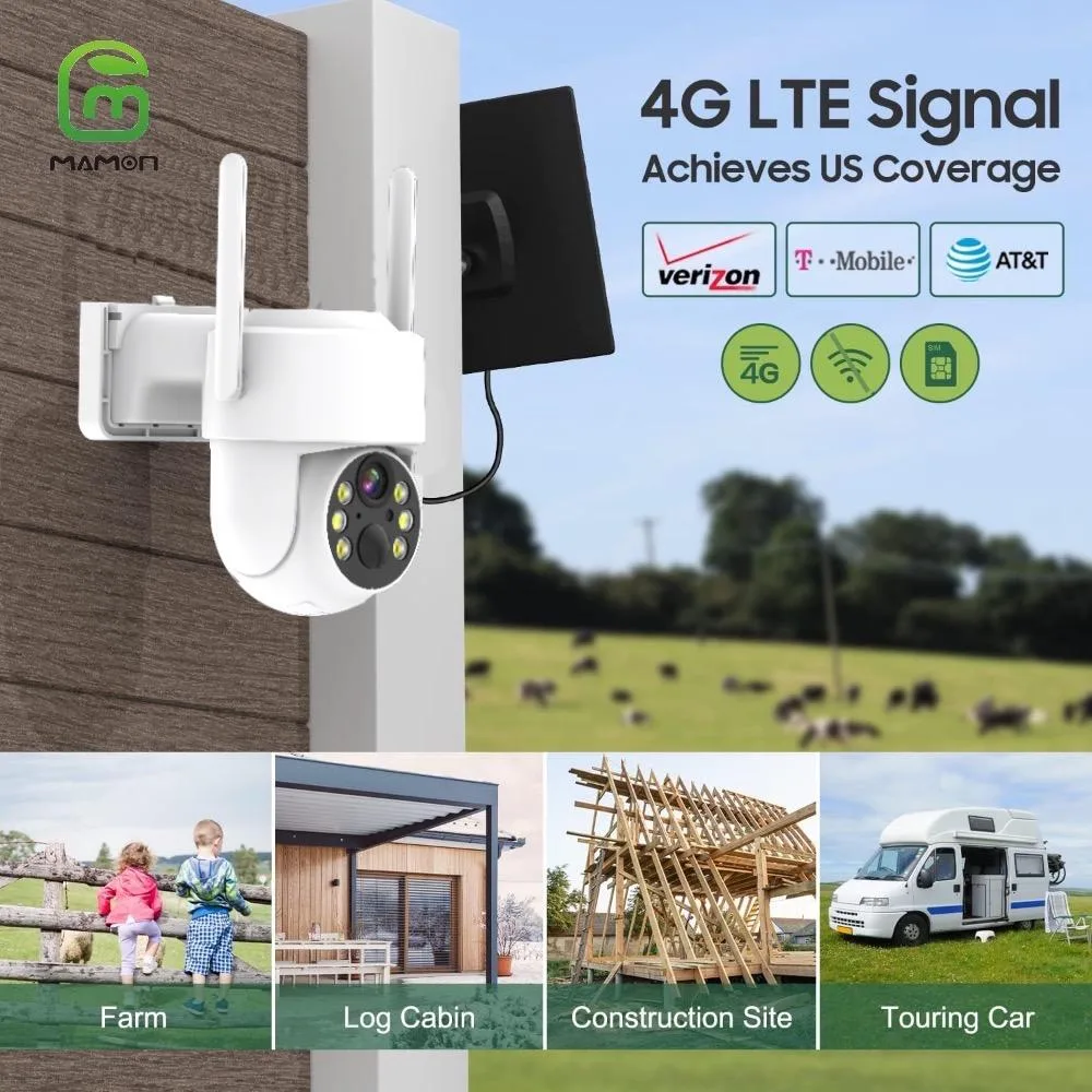 MAMONCARE MAMONCARE 4G LTE Cellular Security Camera Outdoor Wireless 355°PTZ 2K/4MP network camera — product photo