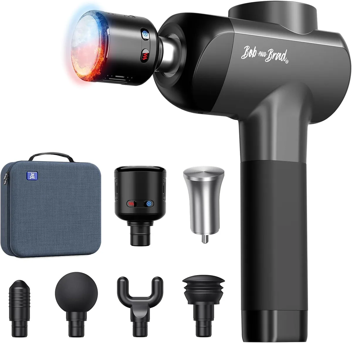 BOB BOB QL/DMS.X6-F Massage Gun Heat Cold 55lb Stall Force 6 Heads — product photo