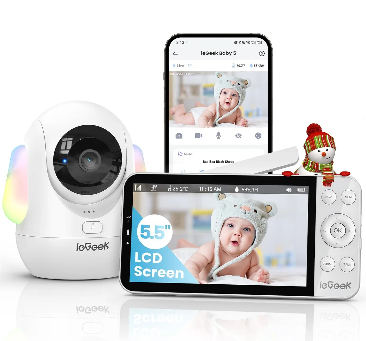 ieGeek ieGeek Baby 4 Baby Monitor 2.5K 5.5" 2.4GHz White — product photo