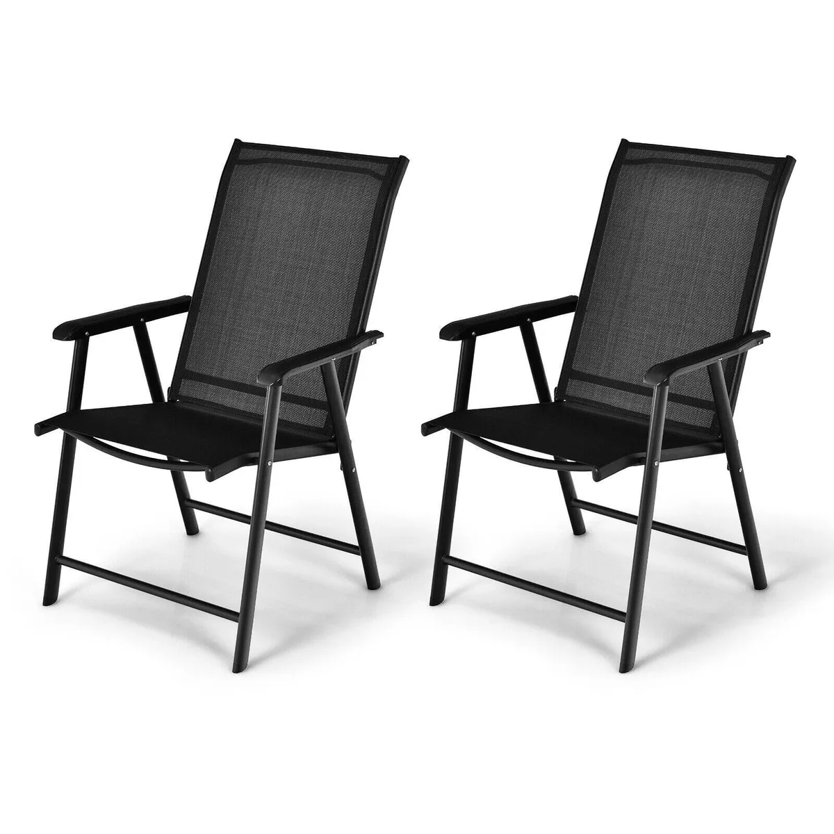 SlickBlue SlickBlue Set of 2 Outdoor Patio Folding Chairs with Ergonomic Armrests, Black — product photo