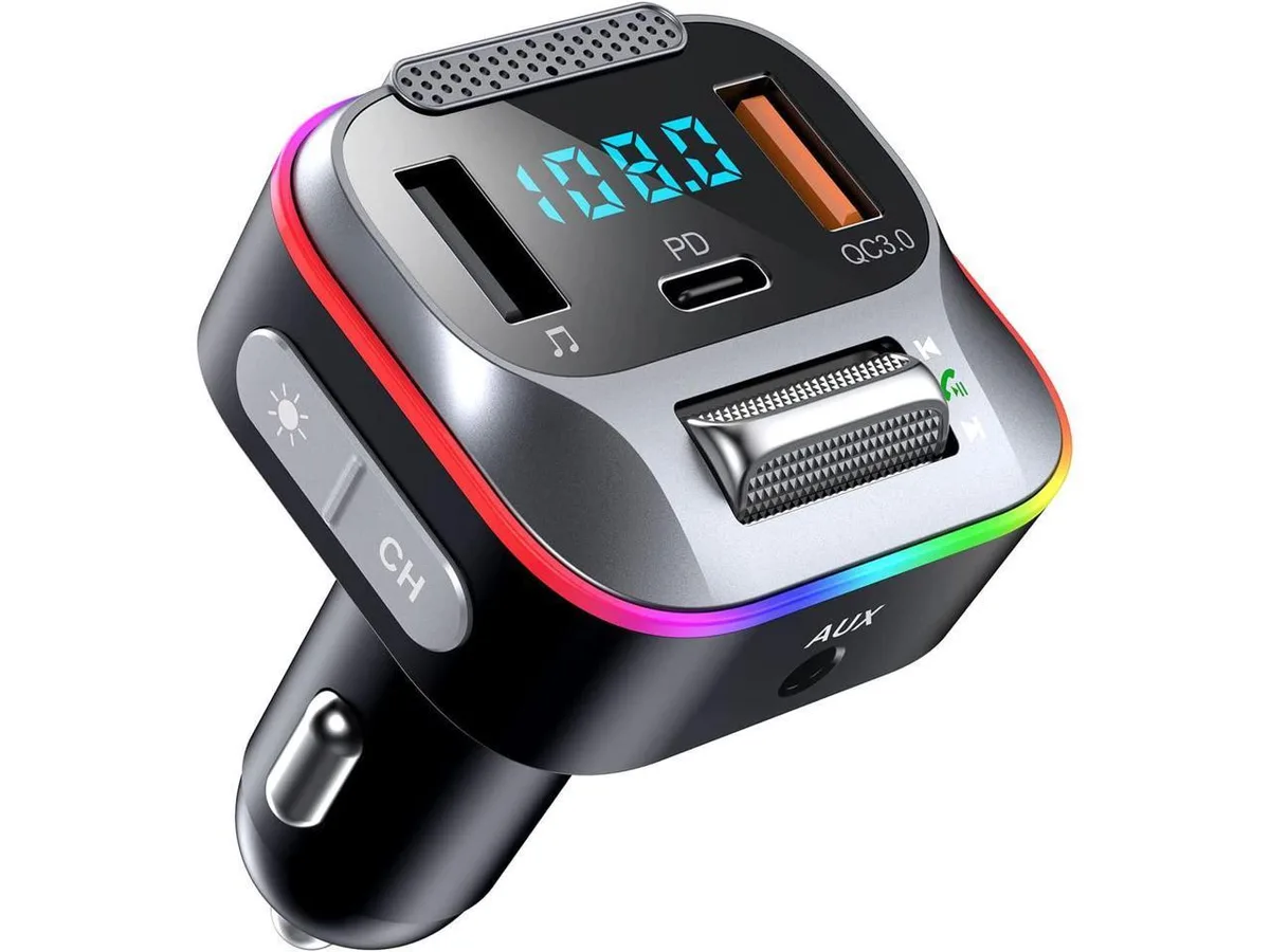 KEHIPI KEHIPI Bluetooth Car Adapter Car Electronics Accessory 30W PD QC3.0 12-24V CVC 8.0 7 LED Colors — product photo