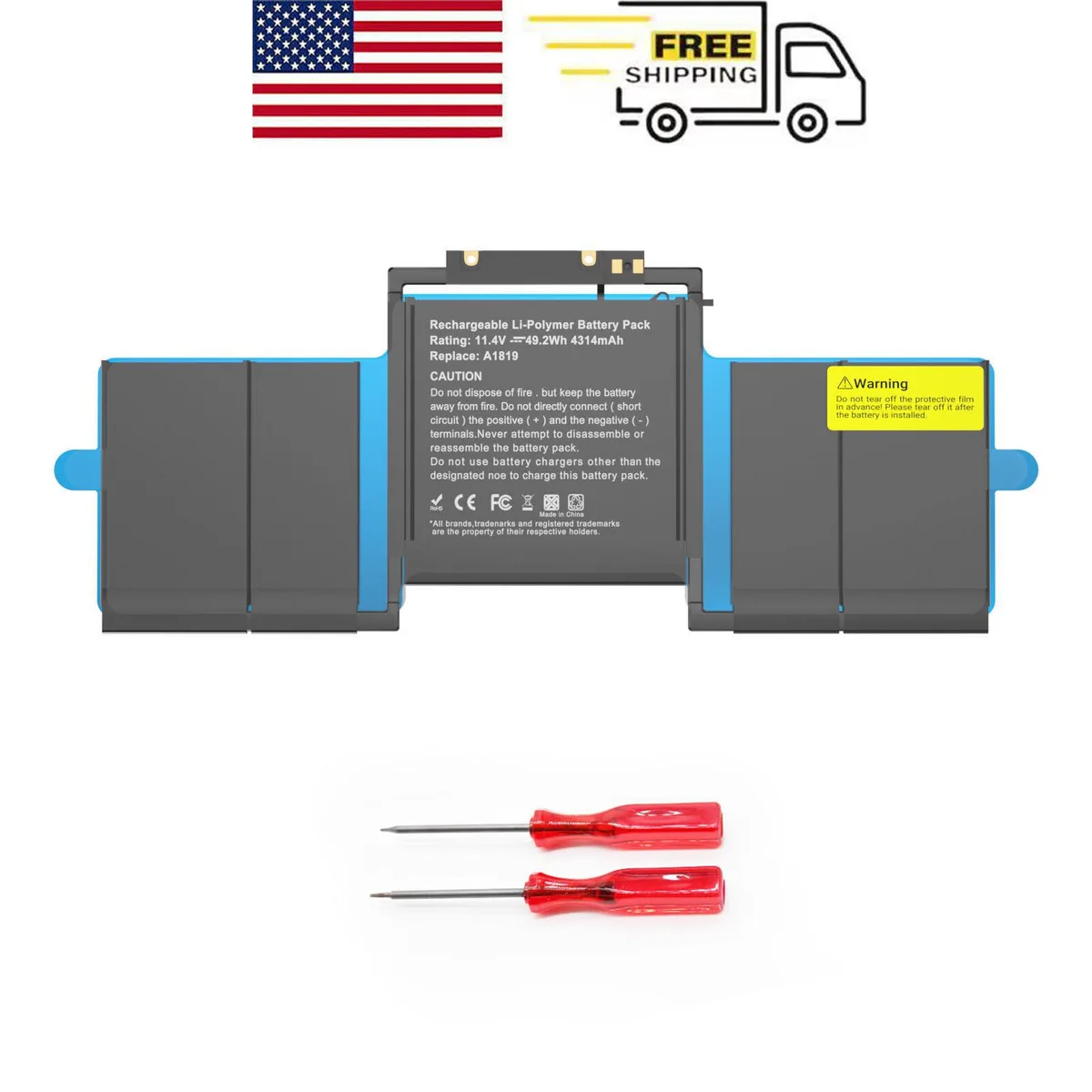 ENVEL ENVEL A1819 laptop battery for MacBook Pro 13 A1706 2016 2017 — product photo