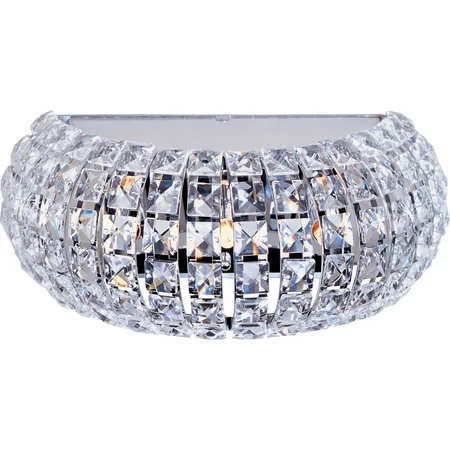Polished chrome wall sconce with three crystal-encrusted orbs
