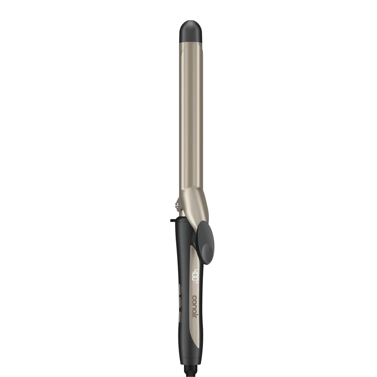Champagne and gray 1-inch clamp curling iron with cool tip and swivel cord