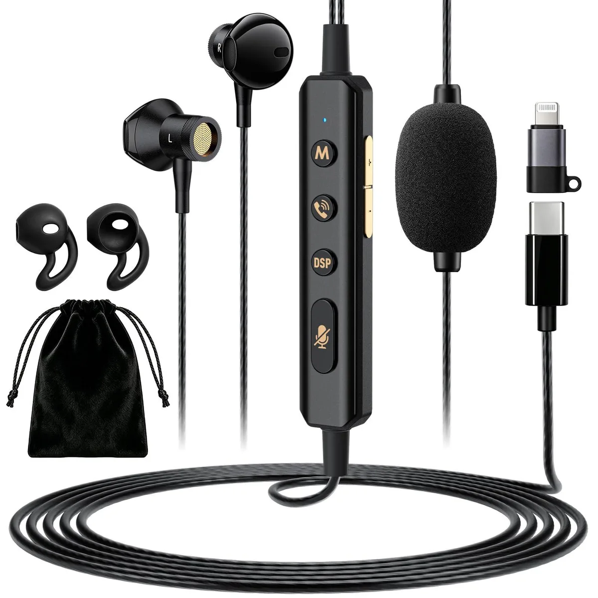  Facmogu Sound Card Headset A60309-MG-US Type-C In-Ear Black — product photo