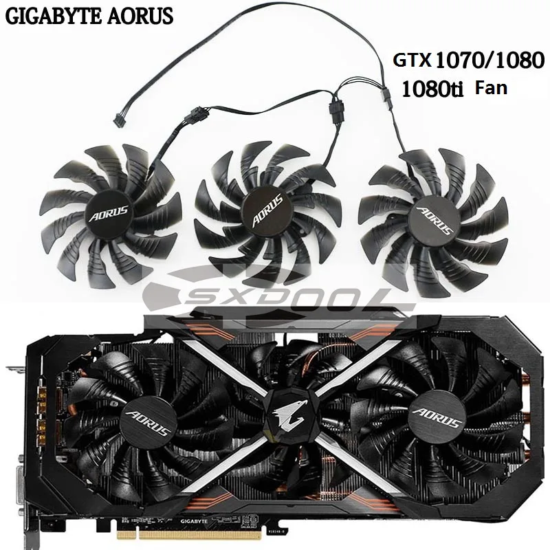 SXDOOL SXDOOL 95mm Graphics Fan for Gigabyte AORUS GTX 1070/1080/1080Ti T129215BU 3-Pack — product photo