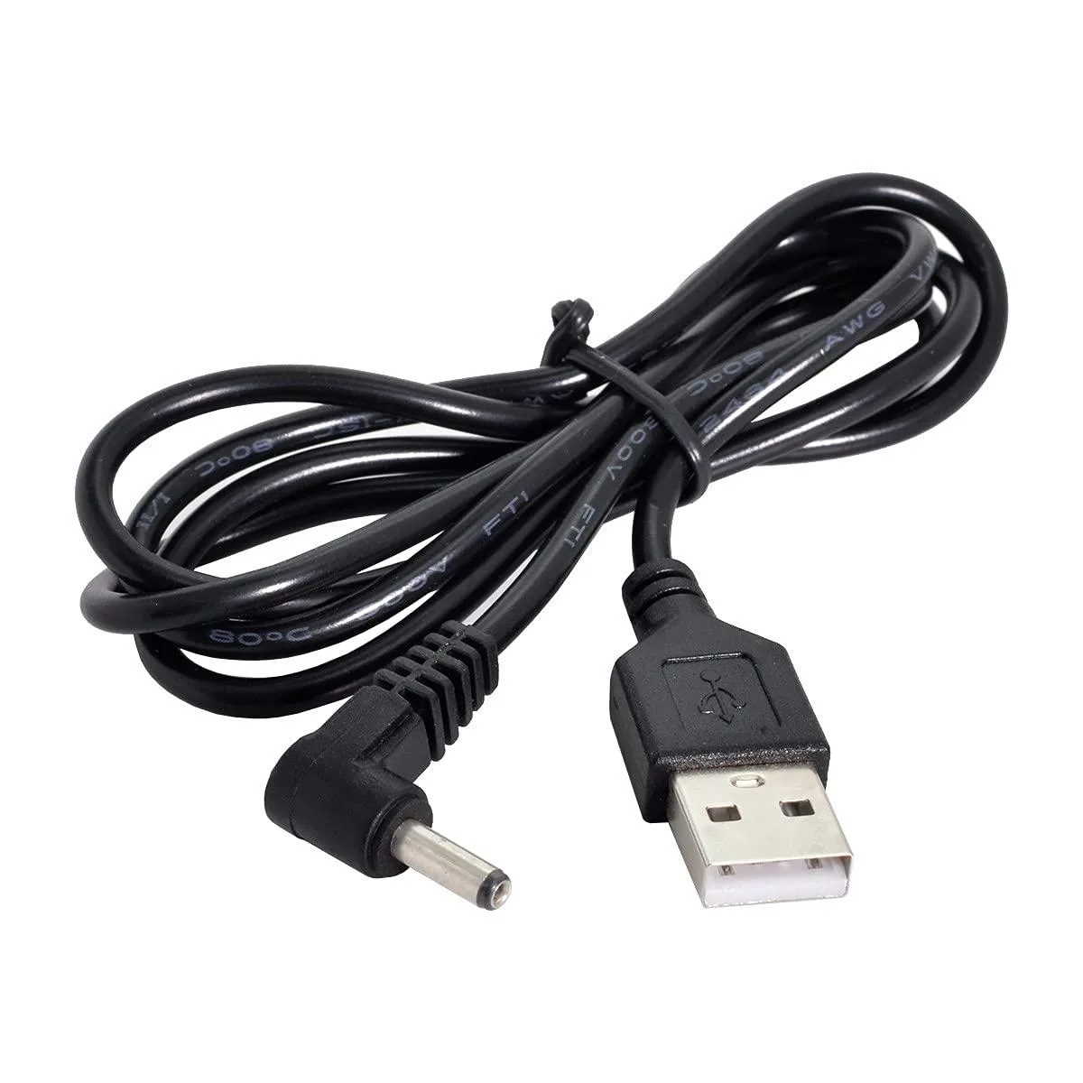 Fervit Fervit USB 2.0 Male to Right Angled 90° 3.5mm 1.35mm DC Barrel 5V Cable 80cm — product photo