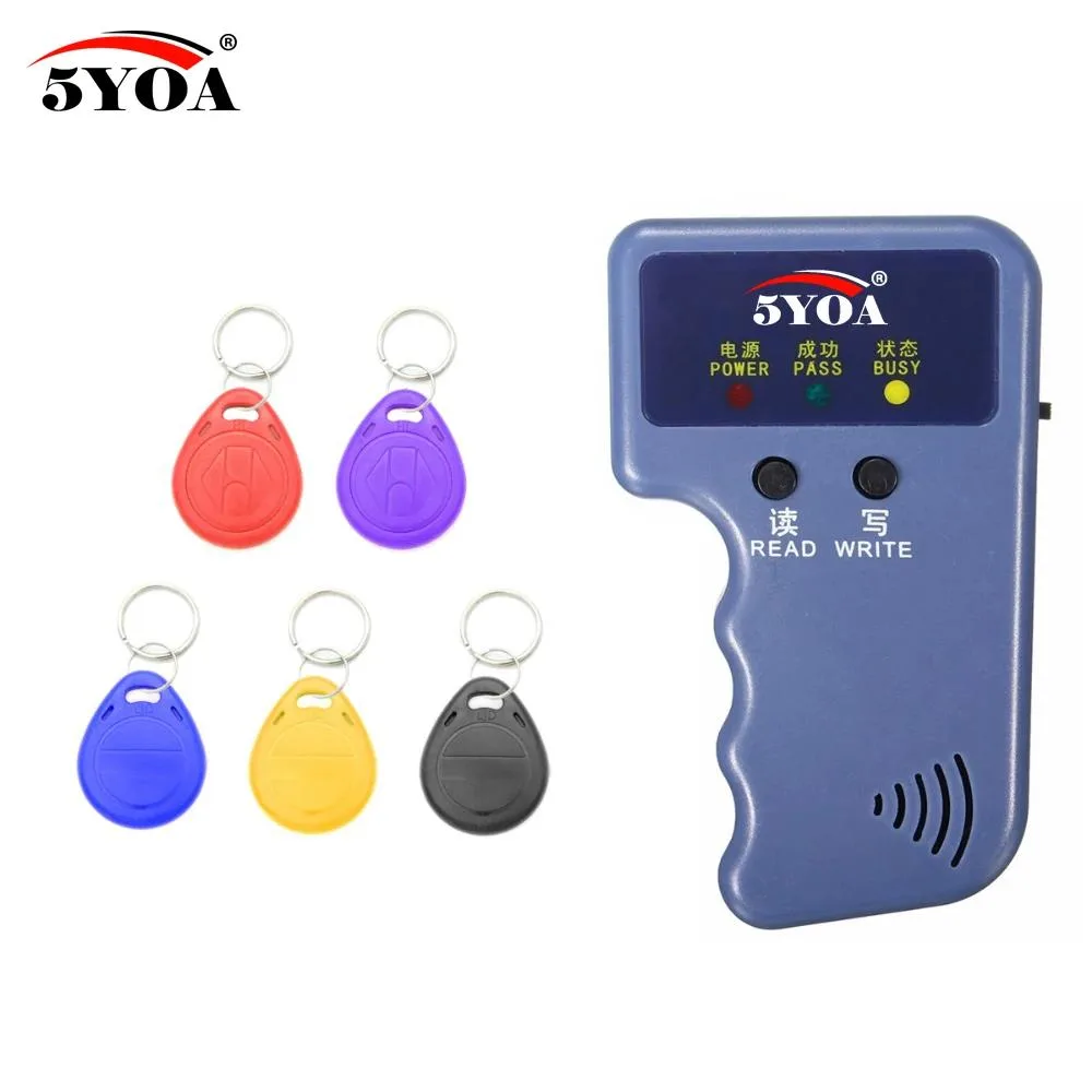 Handheld RFID copier writer with five rewritable keyfobs