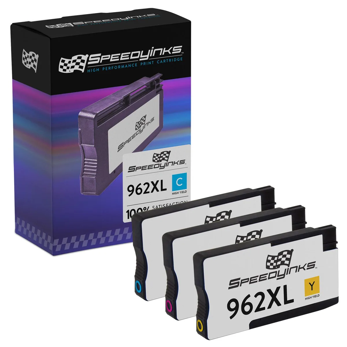 SpeedyInks SpeedyInks HP 962XL High Yield Cyan Magenta Yellow 3-Pack 1600 Pages ink cartridges (genuine brands) — product photo
