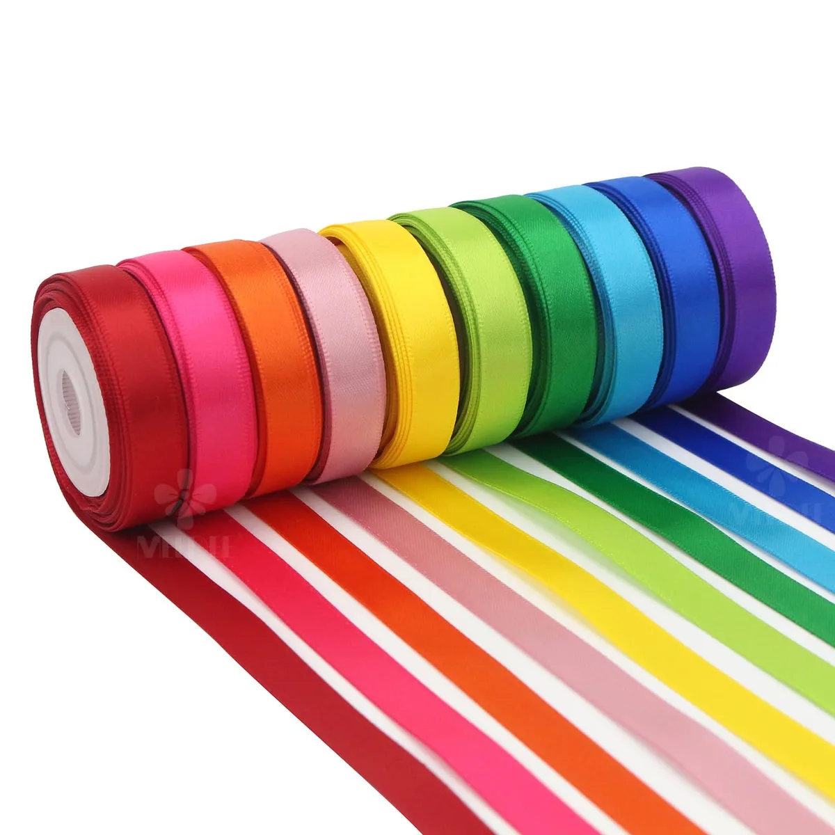  MEEDEE 3/8 Inch Satin Ribbon Set 10 Rolls 50 Yards Rainbow — product photo