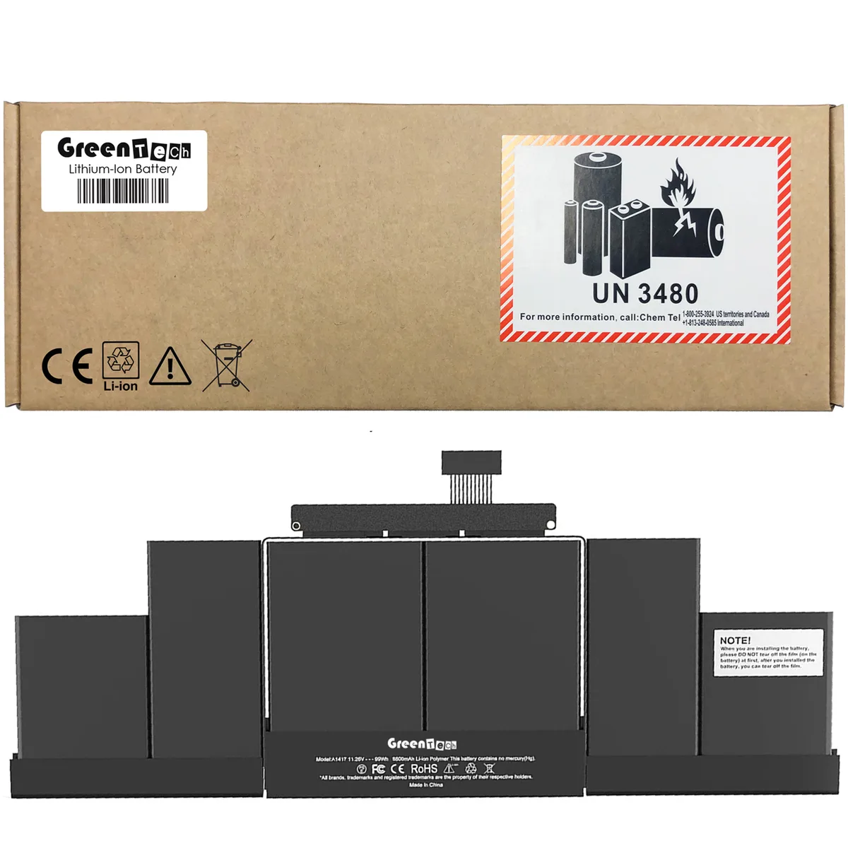 GreenTechLLC GreenTechLLC A1417 laptop battery for MacBook Pro 15 A1398 93WHR — product photo