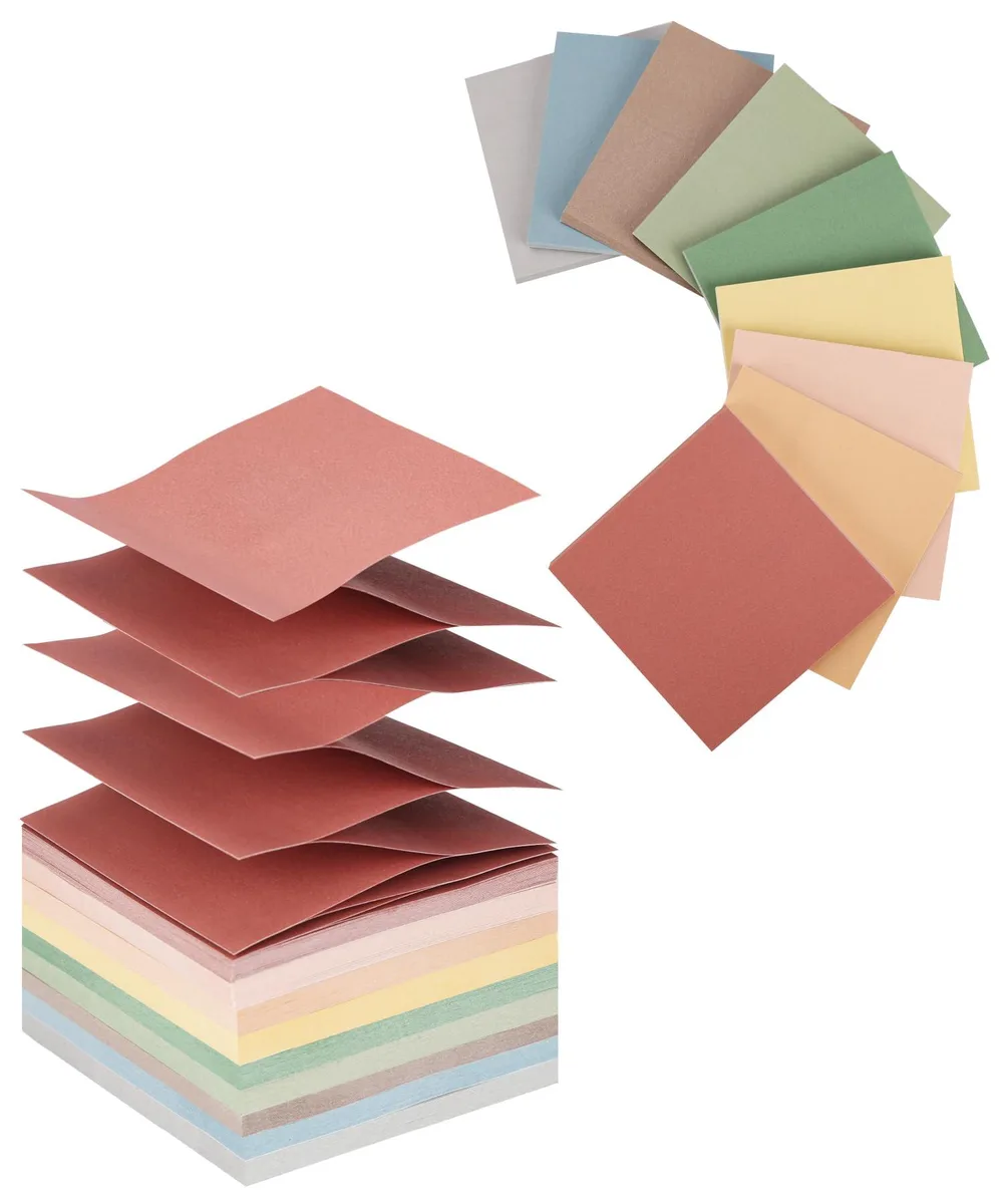 Eighteen square sticky-note pads in vintage colours, 3x3 inches, 900 sheets total