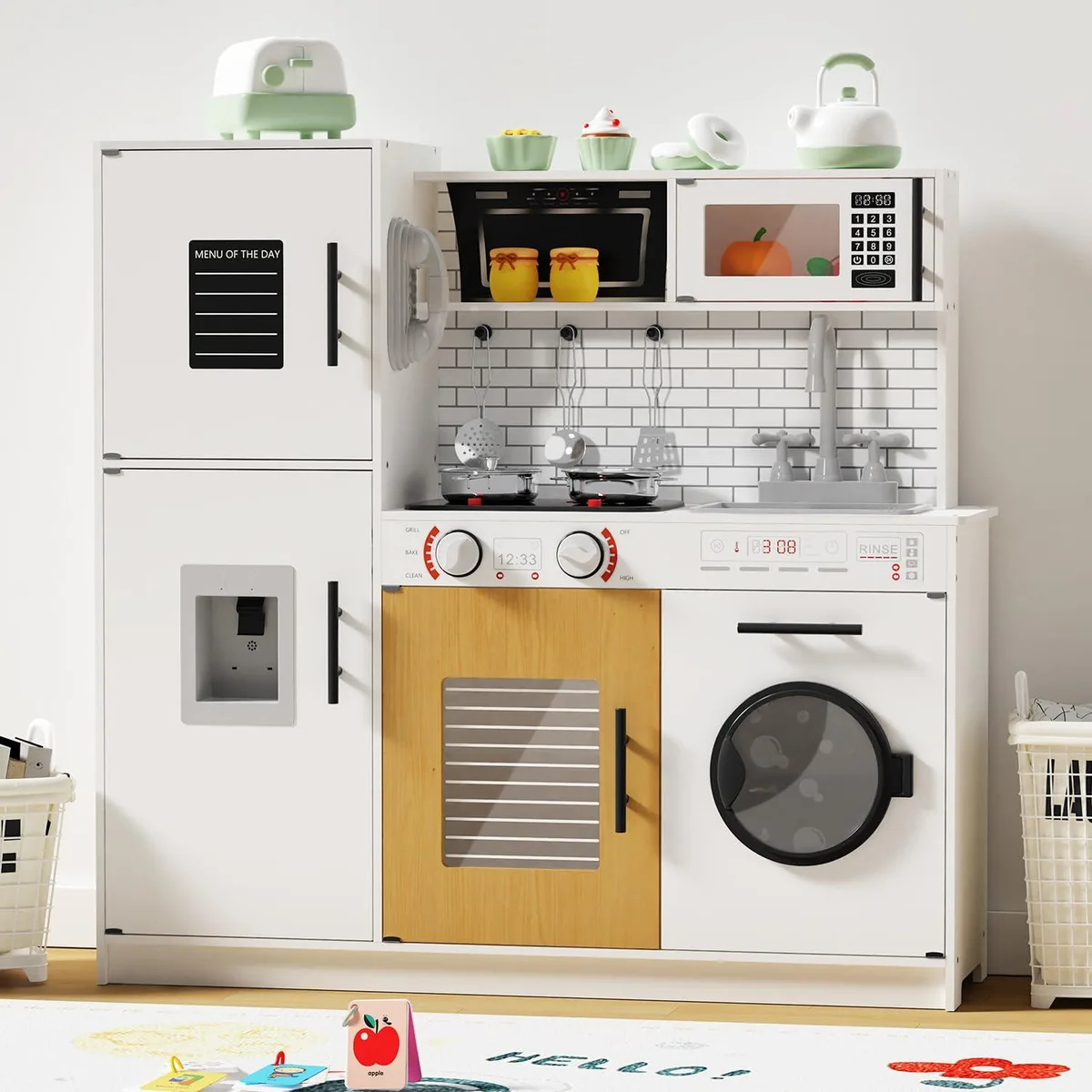  Babytronic Wooden Play Kitchen PK008 White 27 pcs — product photo