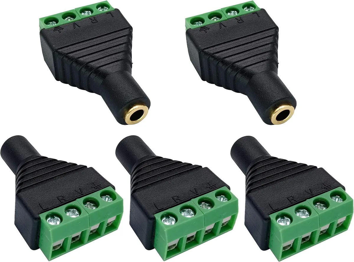 Boxwave Boxwave 4 Pole 3.5mm TRRS Female to 4 Pin Screw Terminal Audio Adapter 5 Pack — product photo