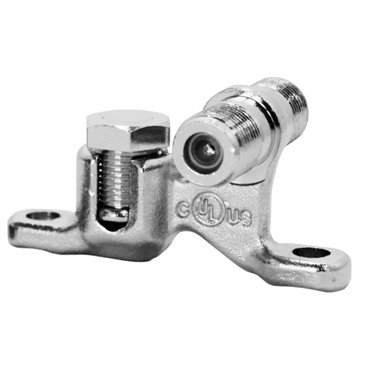 Brass nickel-plated single ground block with cable port