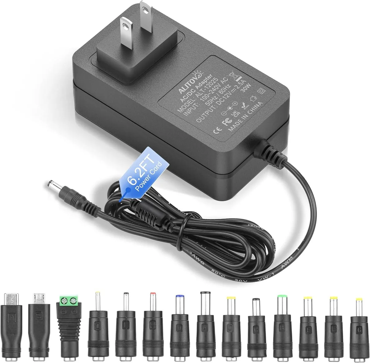BASEUS BASEUS 12V 2.5A AC Adapter 14 Tips 6.2ft — product photo