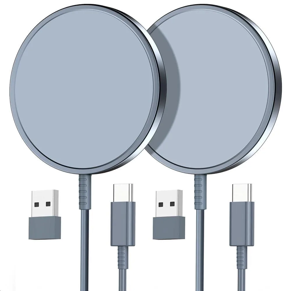 Two slim magnetic wireless charging pads in white finish