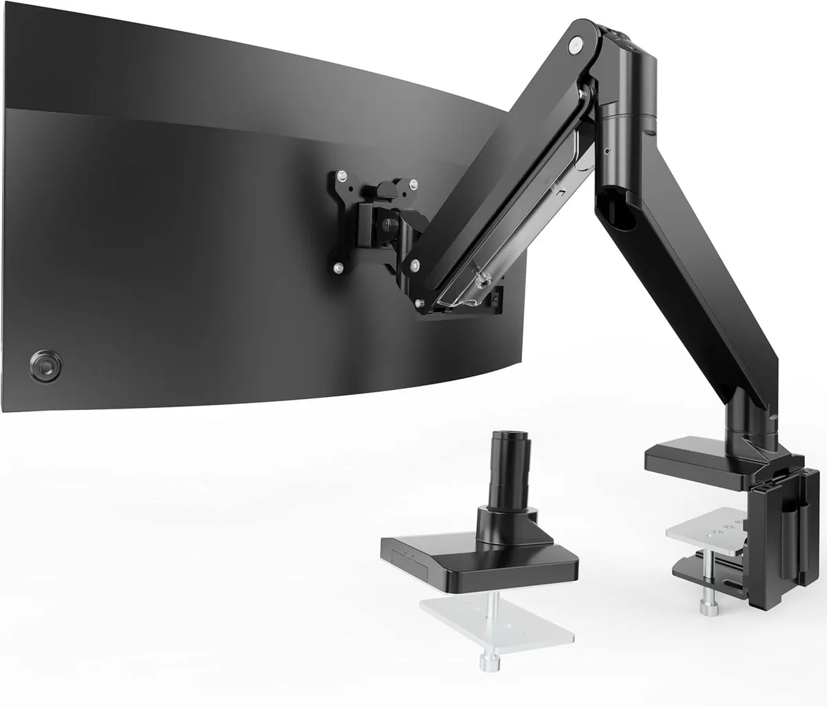 PISKEKAT PISKEKAT Monitor Arm 17–49″ 39.6 lb Gas Spring C-Clamp/Grommet VESA 75/100 — product photo