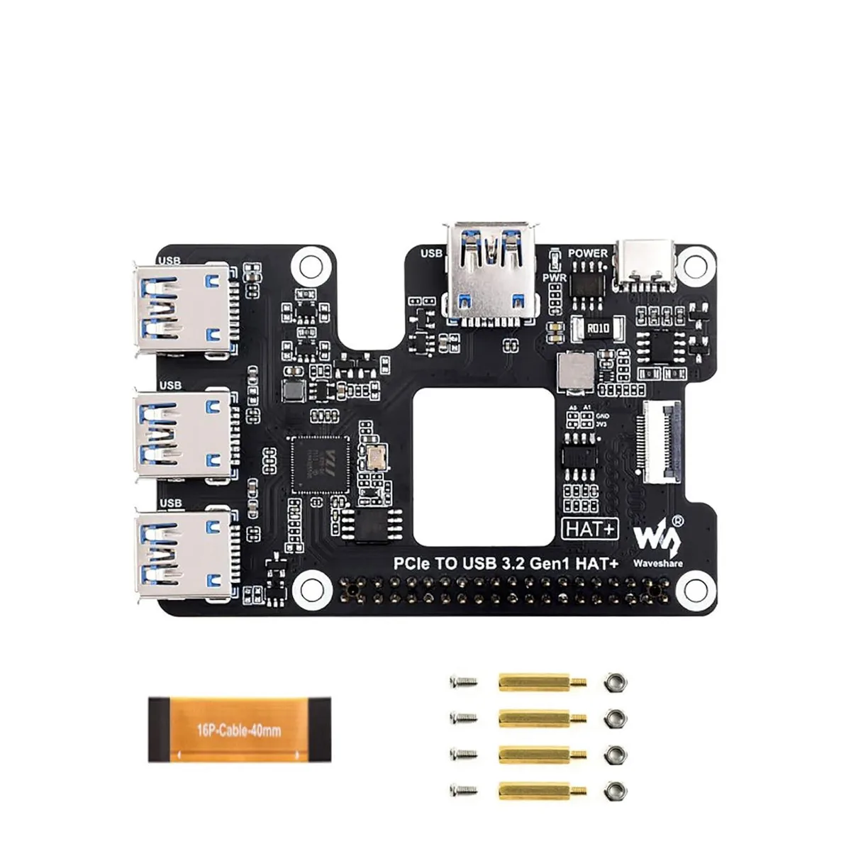 LORDWORLD LORDWORLD PCIe to USB 3.2 HAT for Raspberry Pi 5 4 Ports — product photo