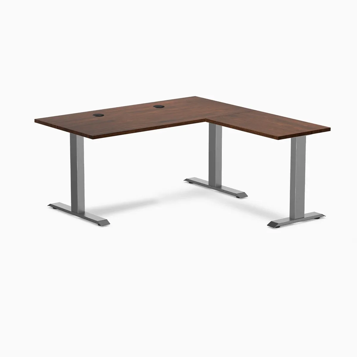 Desky Desky Zero Rubberwood L-Shape Desk Red Walnut 60x30x62x20 in Space Gray — product photo