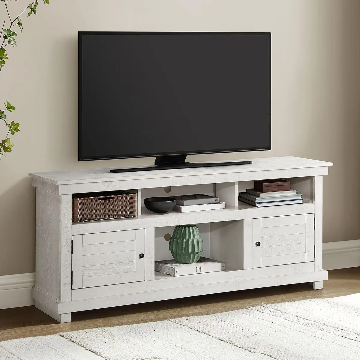 tuphen tuphen Castleton Distressed White 60-inch TV Stand Media Console — product photo