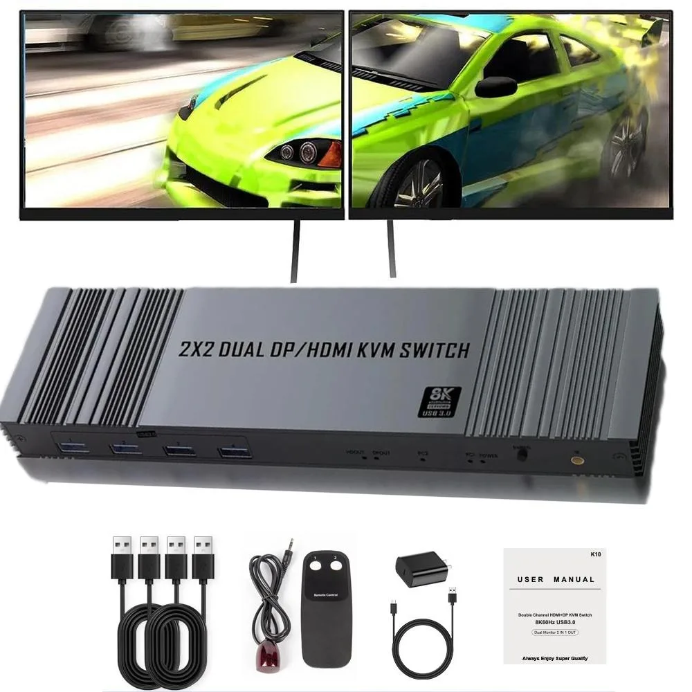 Jansicotek Jansicotek OZK10 8K@60Hz Dual Monitor KVM Switch — product photo