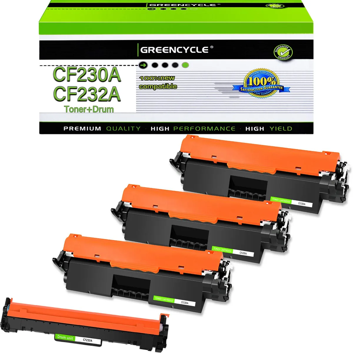 GREENCYCLE GREENCYCLE 3-pack CF230A toner &amp; 1-pack CF232A drum set — product photo