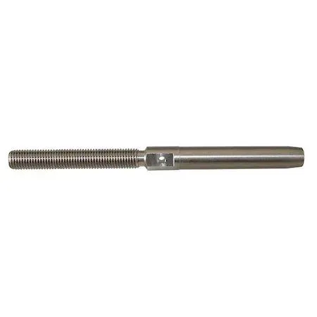Stainless steel wire rope stud with right-hand threads and swaged fitting