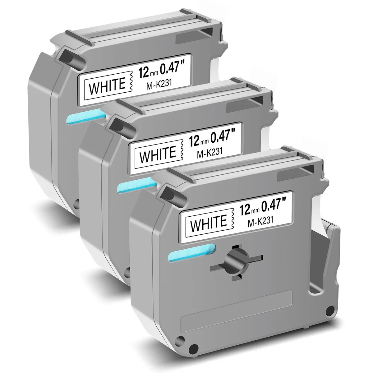 GREENCYCLE GREENCYCLE MK-231 label tape 12mm 26.2ft black on white 3 pack — product photo