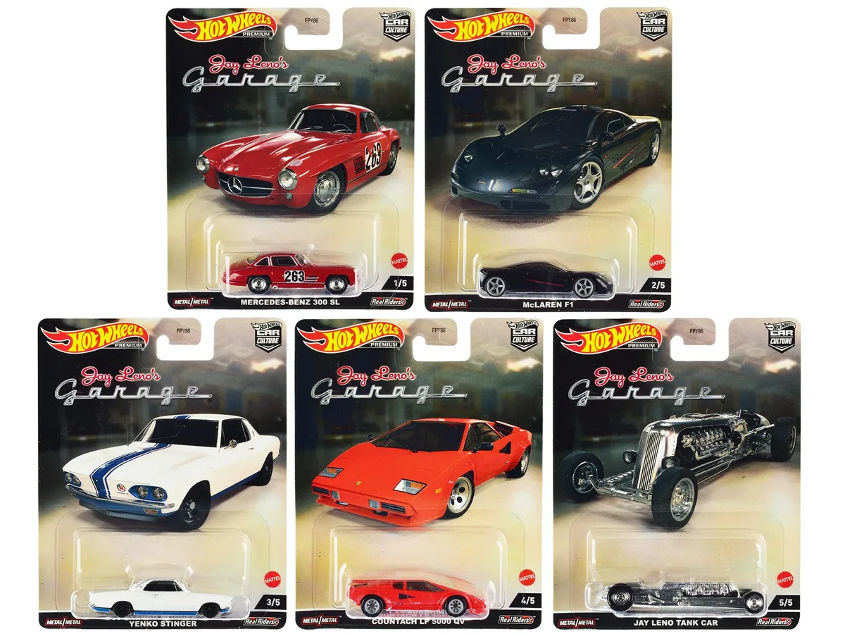 Hot Wheels Hot Wheels "Jay Lenos Garage" 5 piece "Car Culture" Set Diecast Model Cars — product photo