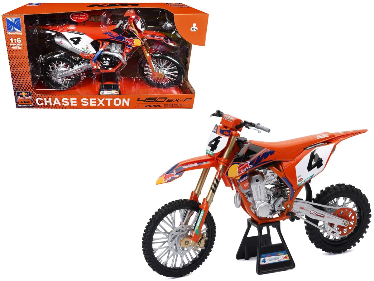 New Ray Toys New Ray Toys KTM 450 SX-F #4 Chase Sexton Red Bull 1/6 Diecast hobby collectible — product photo