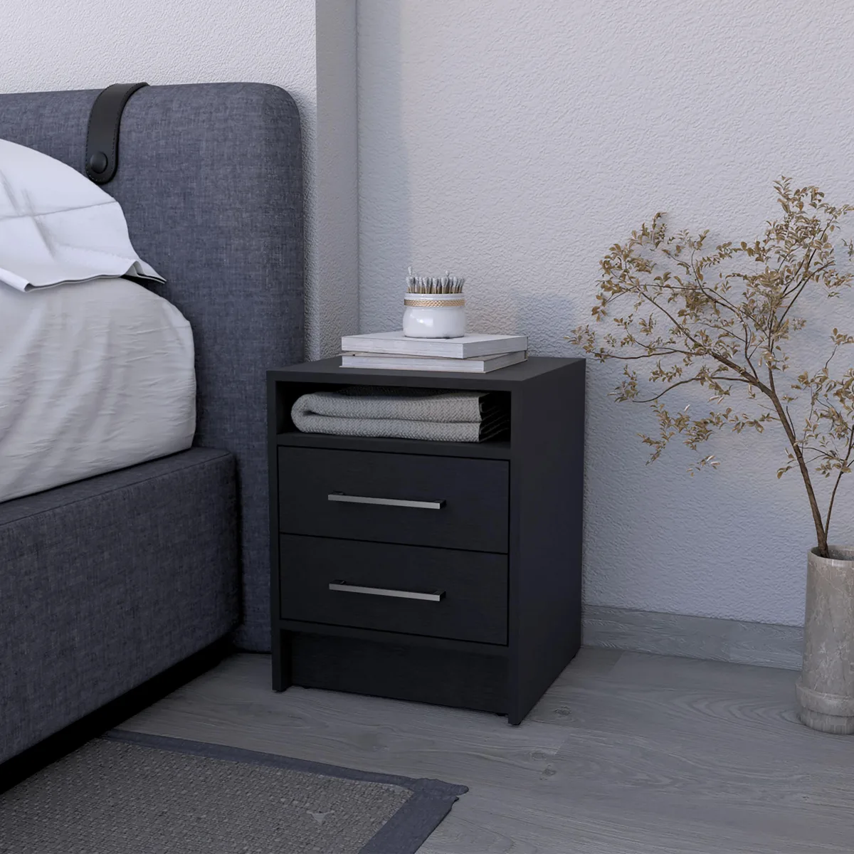 tuphen tuphen Eastover Nightstand 2.0 melamine black two drawers — product photo