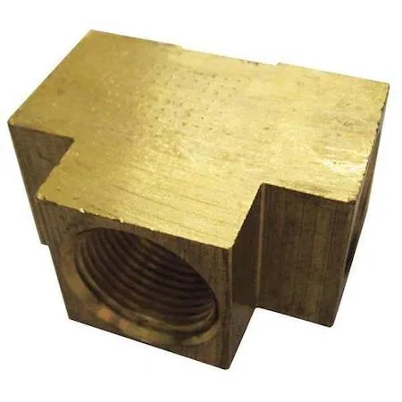 Ten brass extruded tee fittings with female NPT threads