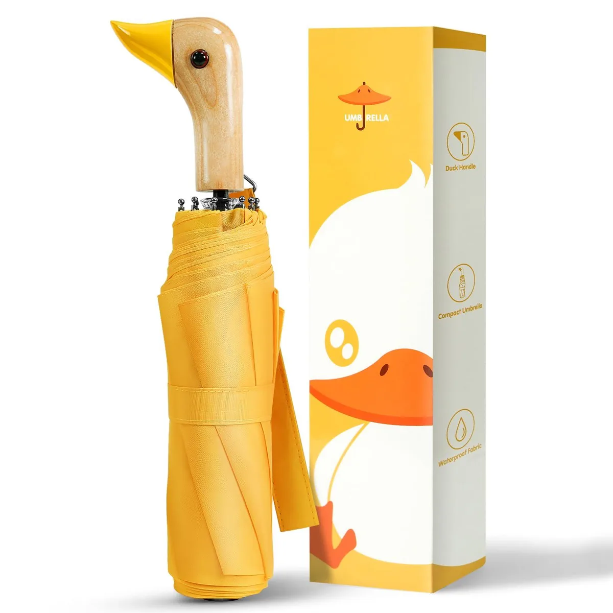 LEAGERA Folding Umbrella 12.6in 37in 8 Ribs Yellow — product photo