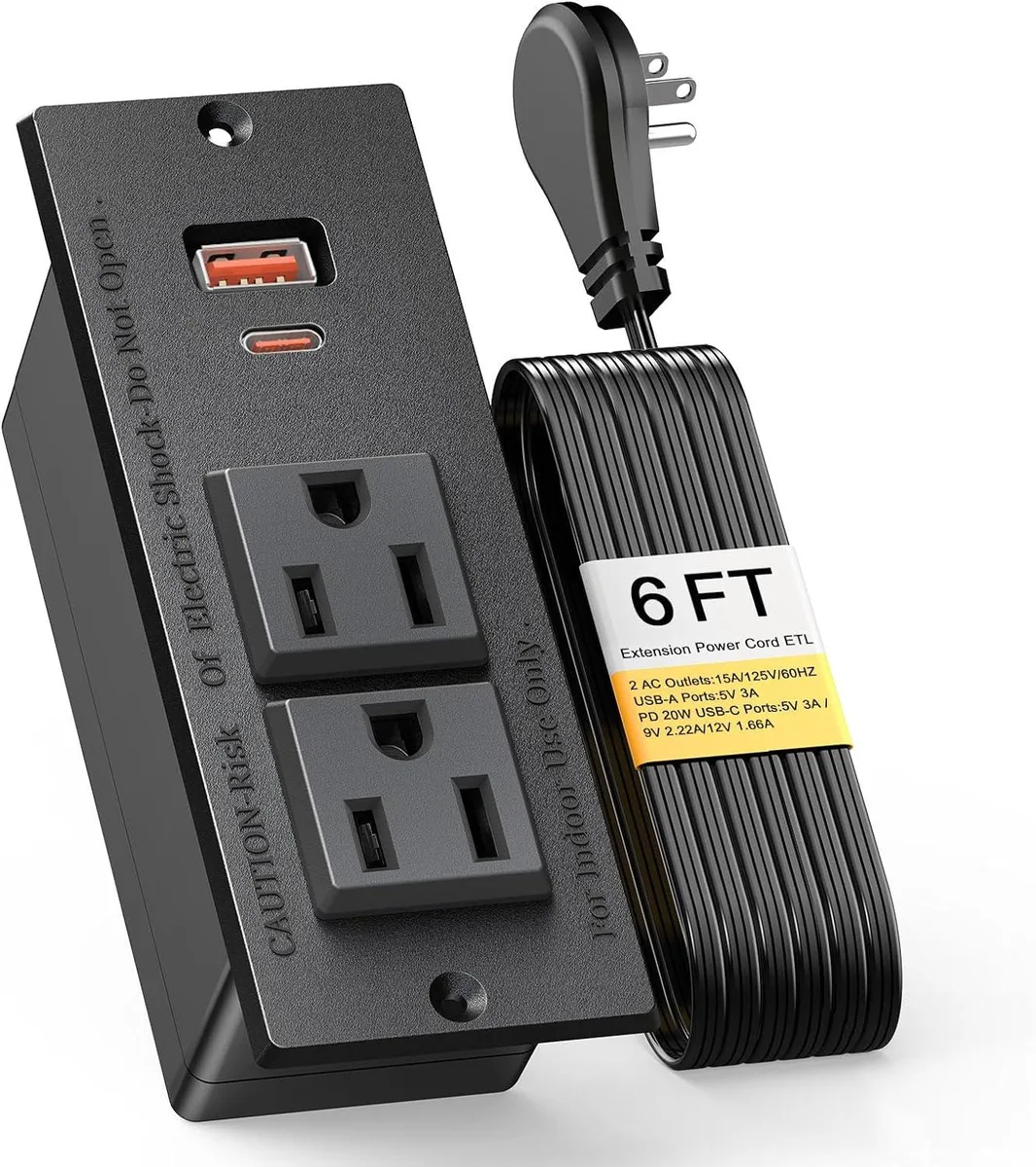 BFKK BFKK Recessed Power Strip USB-C PD 20W 6.56ft — product photo