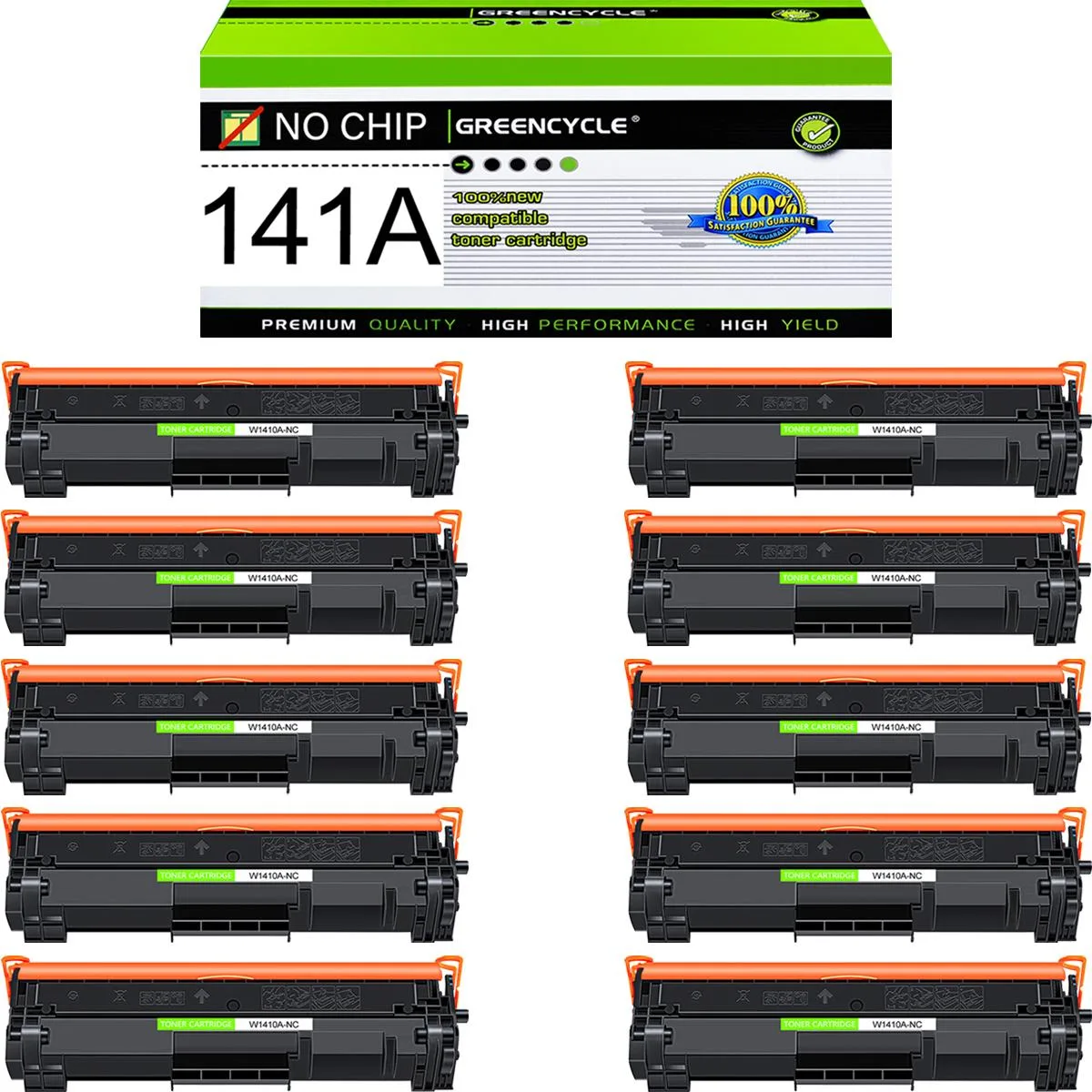 GREENCYCLE GREENCYCLE W1410A-NC Black Toner Cartridge 10-Pack No Chip — product photo