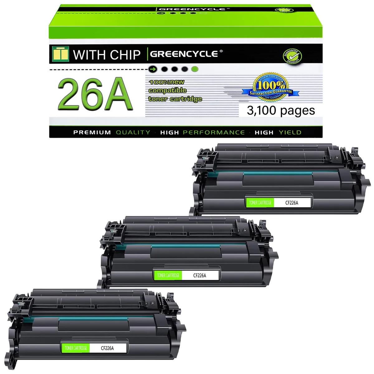 GREENCYCLE GREENCYCLE CF226A toner cartridge black 3-pack 3100 pages — product photo