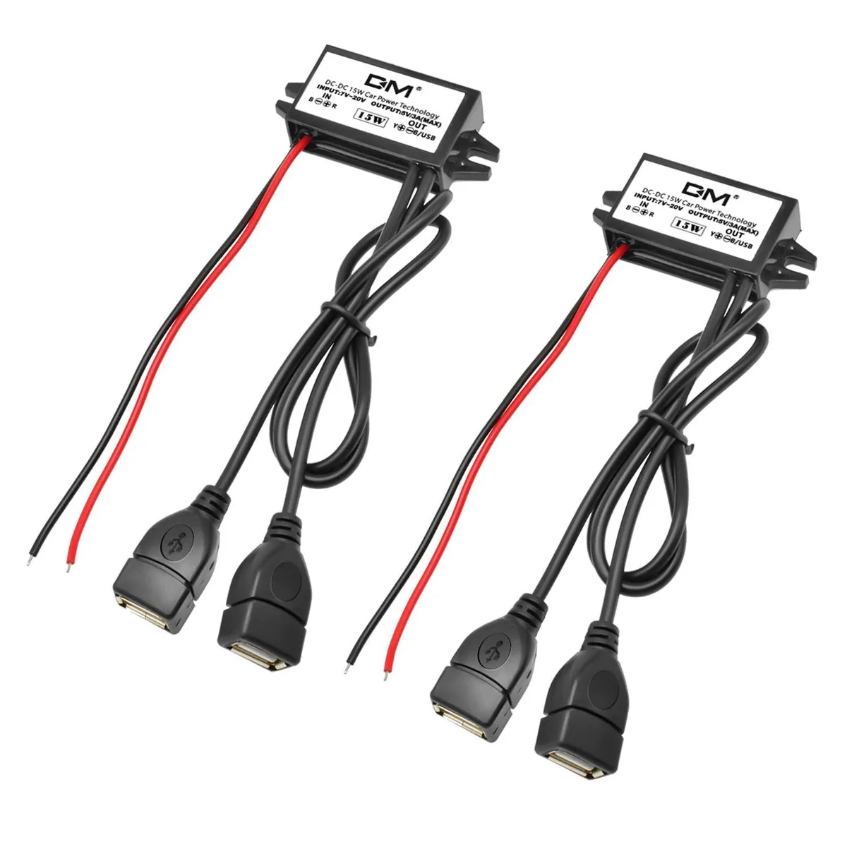 GCON GCON 2-Pack 12V to 5V USB Adapter Dual USB 3A 15W — product photo