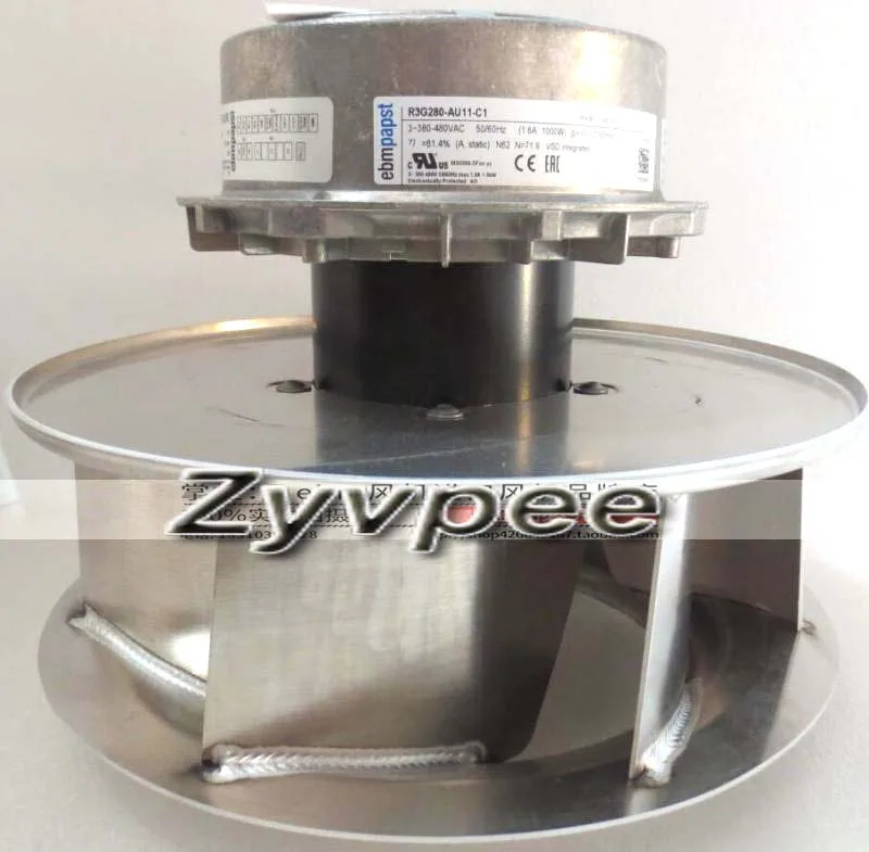 Zyvpee Zyvpee R3G280-AU11-C1 M3G084-GF 3 Phase 380~480 V.ac 3100rbm 1kw IP54 f280mm 7 Blades centrifugal blower — product photo