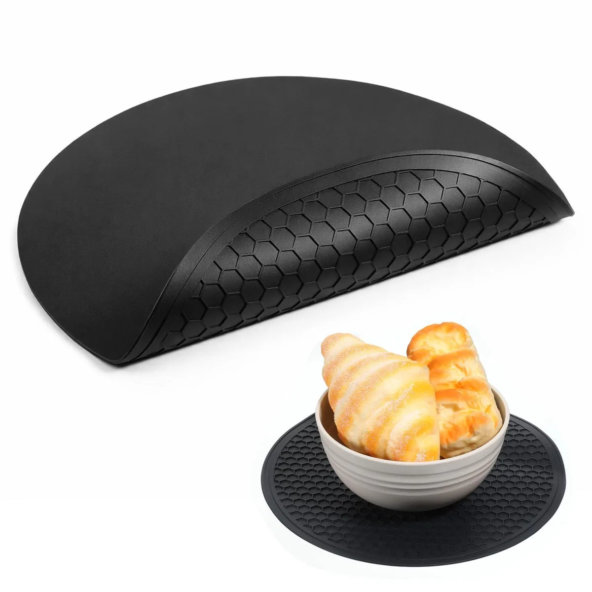 Round food-grade silicone mat, 10 inch diameter, grey finish