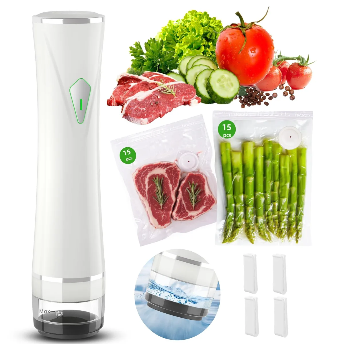  Patchelp ZB-S60 vacuum sealer with 30 reusable bags — product photo