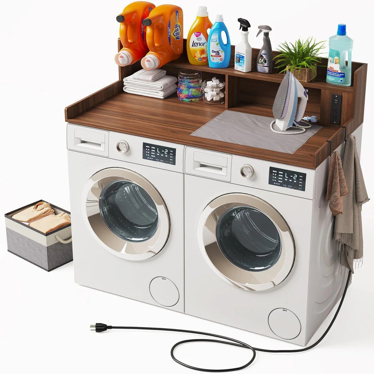  Daewoo WC102A1 2-Tier Laundry Countertop 54" W x 27.6" D Walnut MDF 440 lbs — product photo