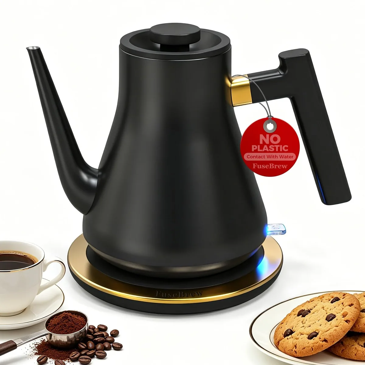 FuseBrew Gooseneck Electric Kettle 0.8L Matte Black 1000W — product photo