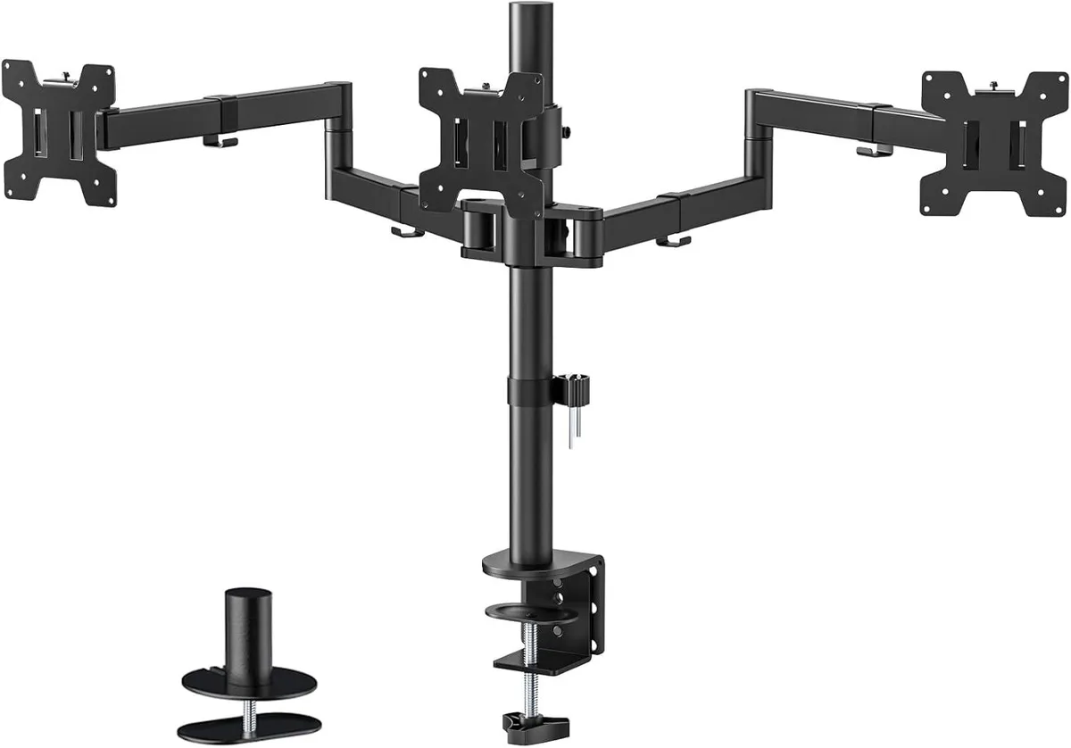 PISKEKAT PISKEKAT Triple Monitor Mount 13-27in 22lbs VESA 75x75 100x100 Black — product photo
