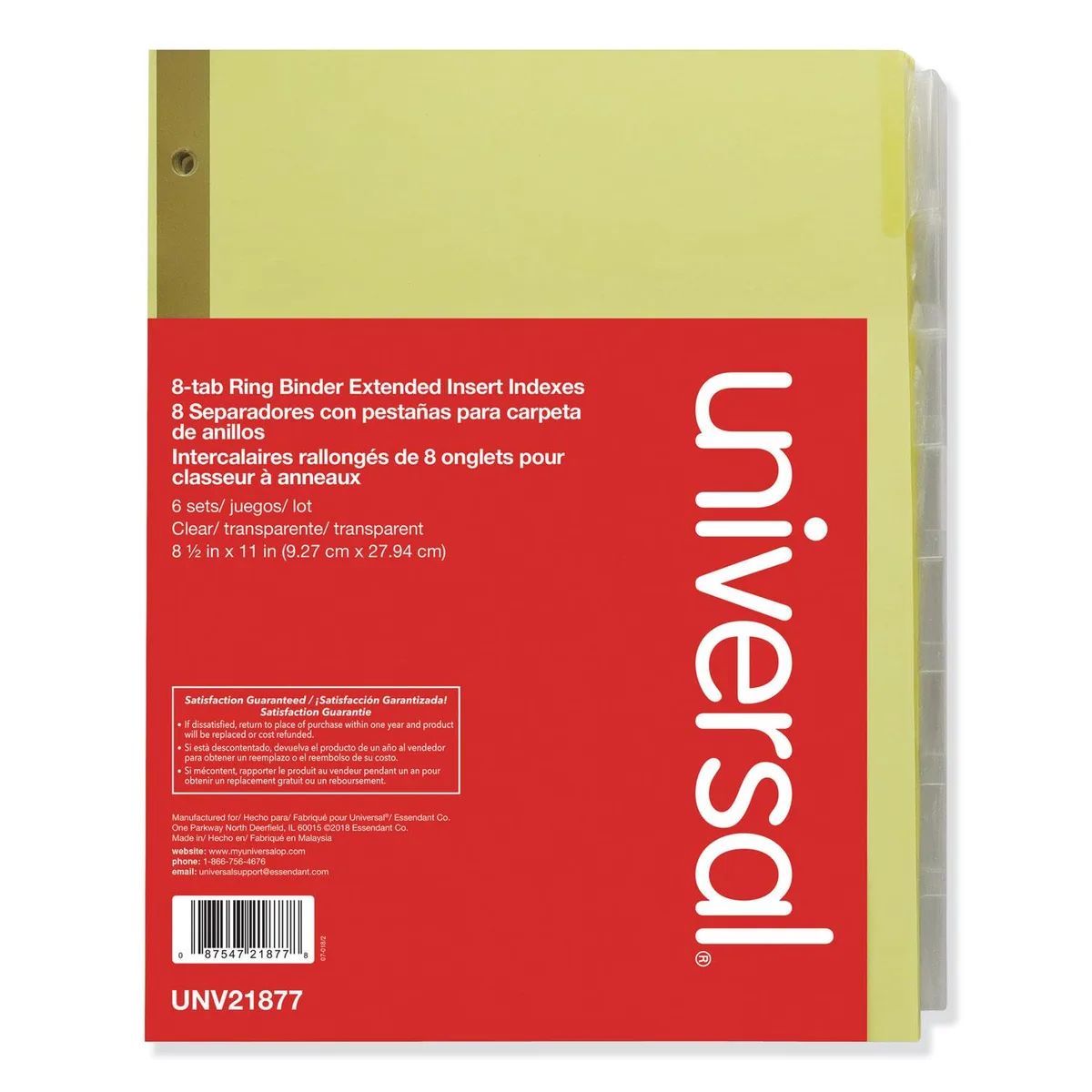 Universal Business Supply Universal Business Supply UNV21877 8-Tab Index Dividers 6 Sets/Box — product photo